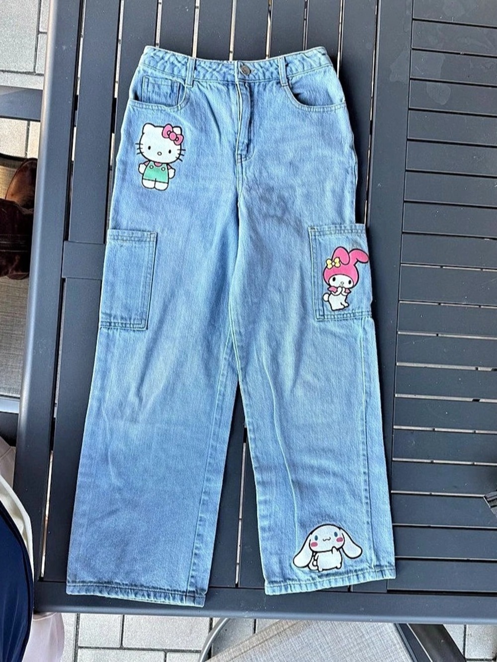Hello Kitty and Friends cargo jeans Girls 10/11YRS Blue Cargo Jeans